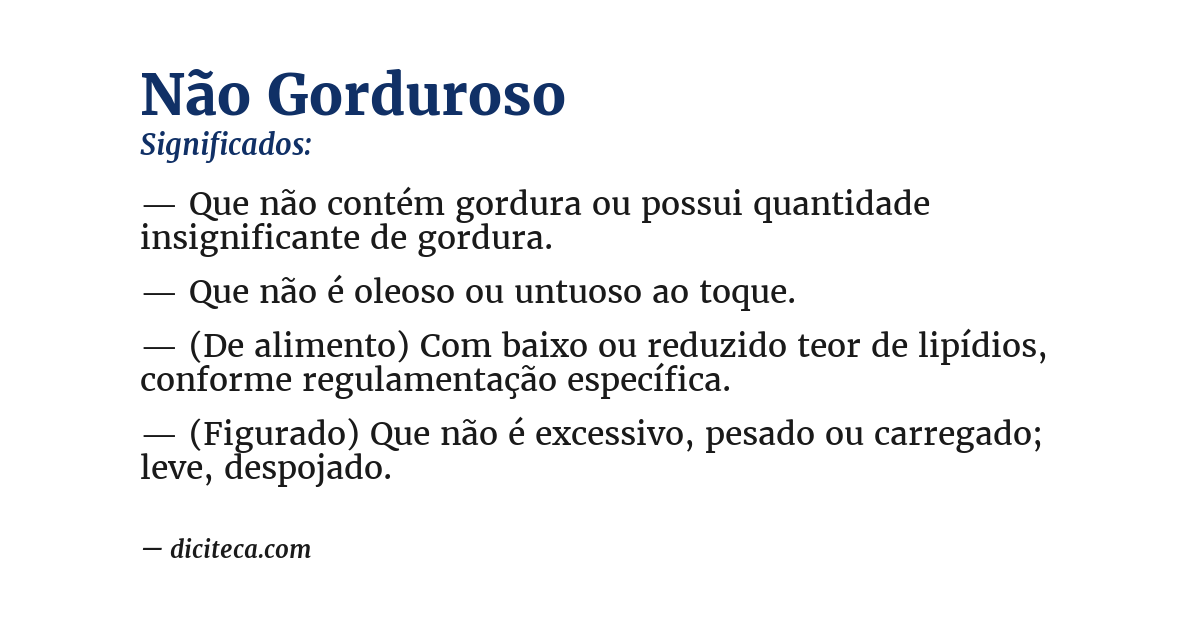 Significado de não gorduroso