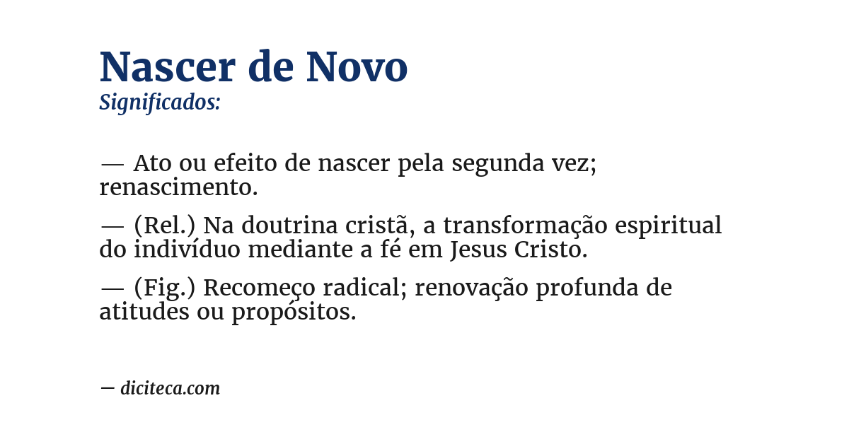Significado de nascer de novo