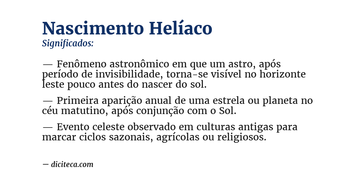 Significado de nascimento helíaco