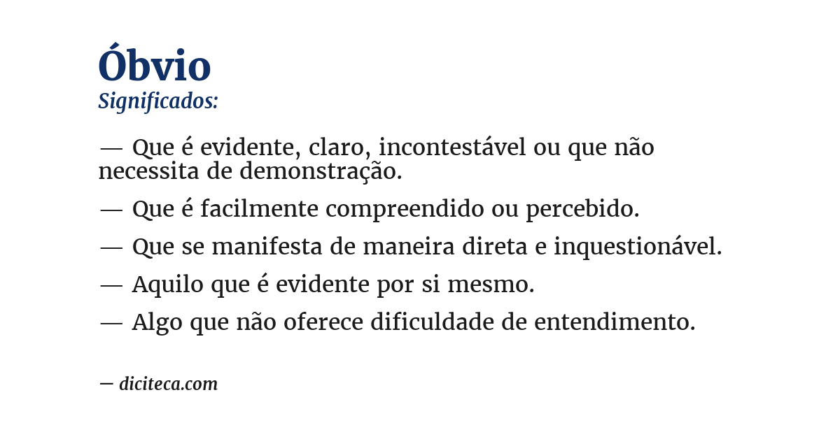 Significado de óbvio