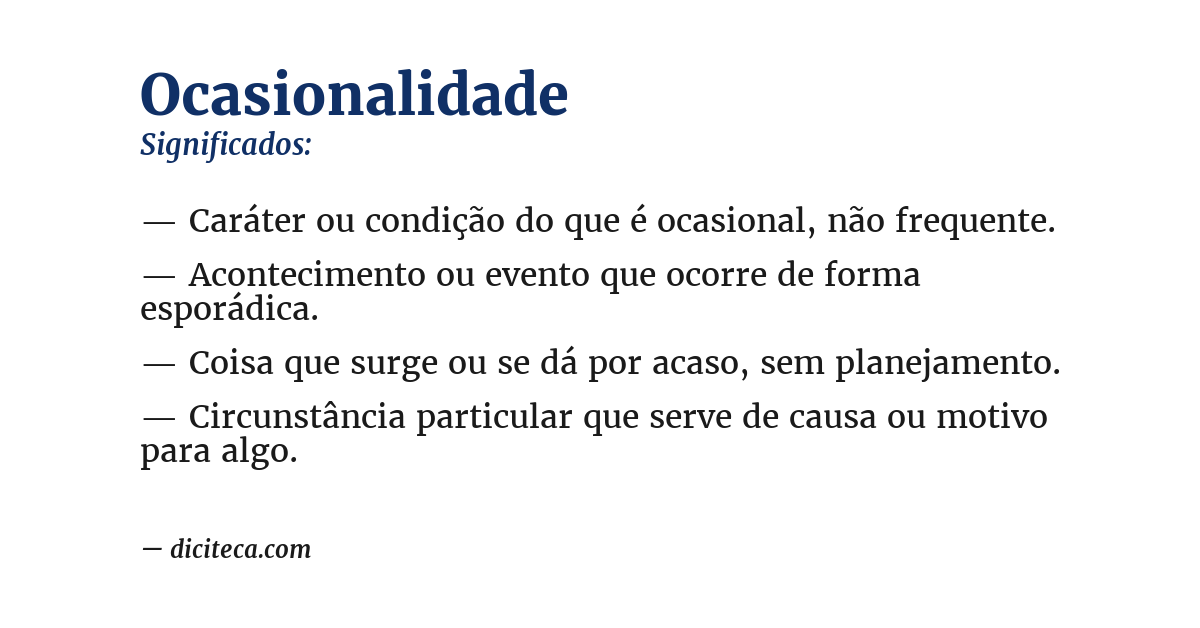 Significado de ocasionalidade