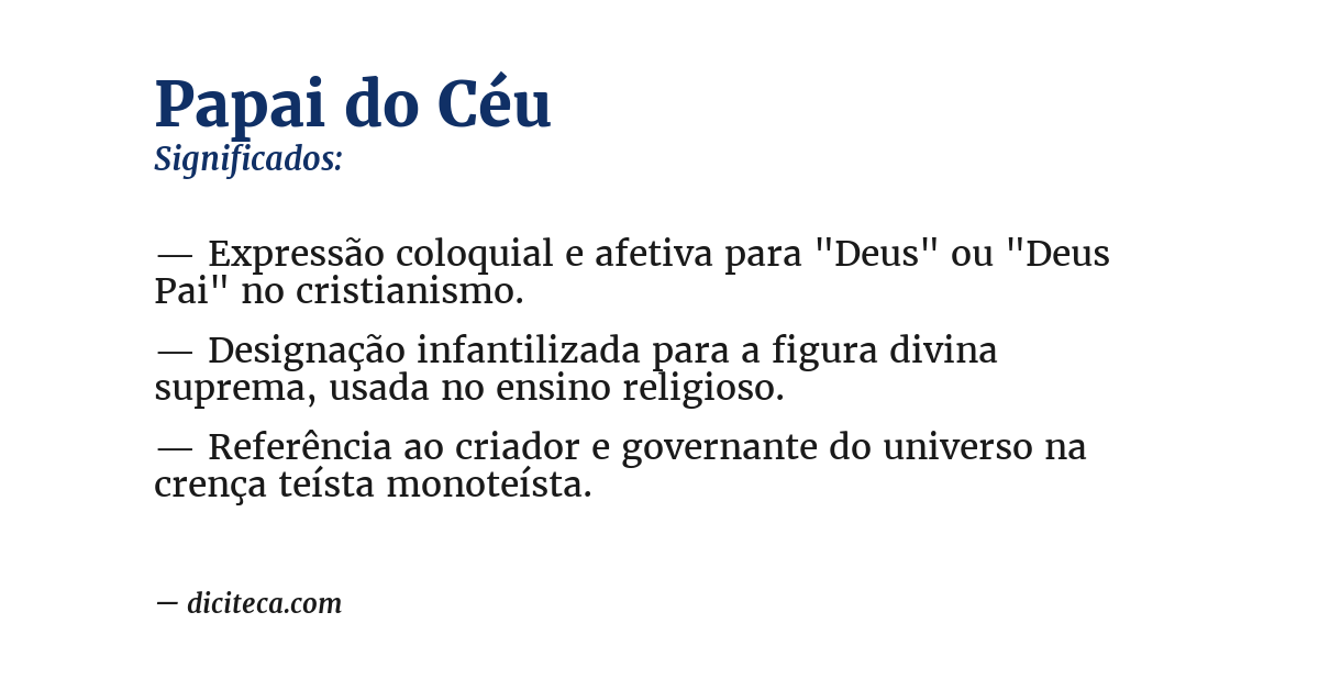 Significado de papai do céu