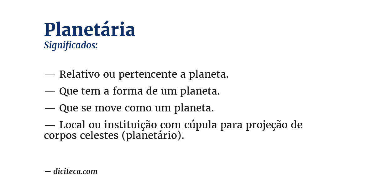Significado de planetária