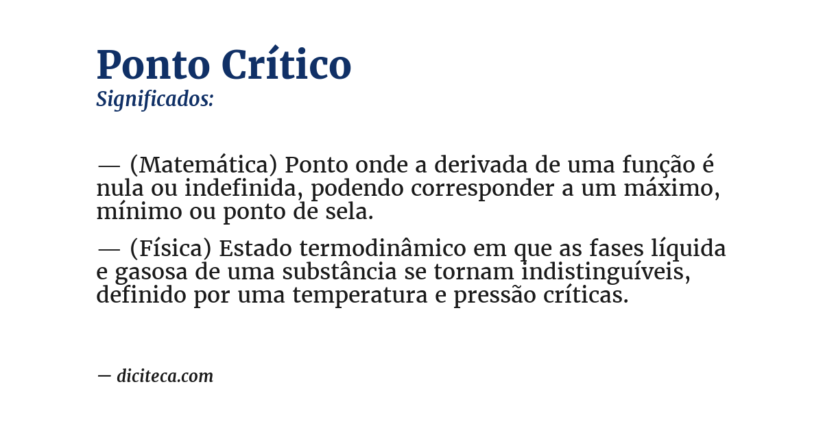 Significado de ponto crítico
