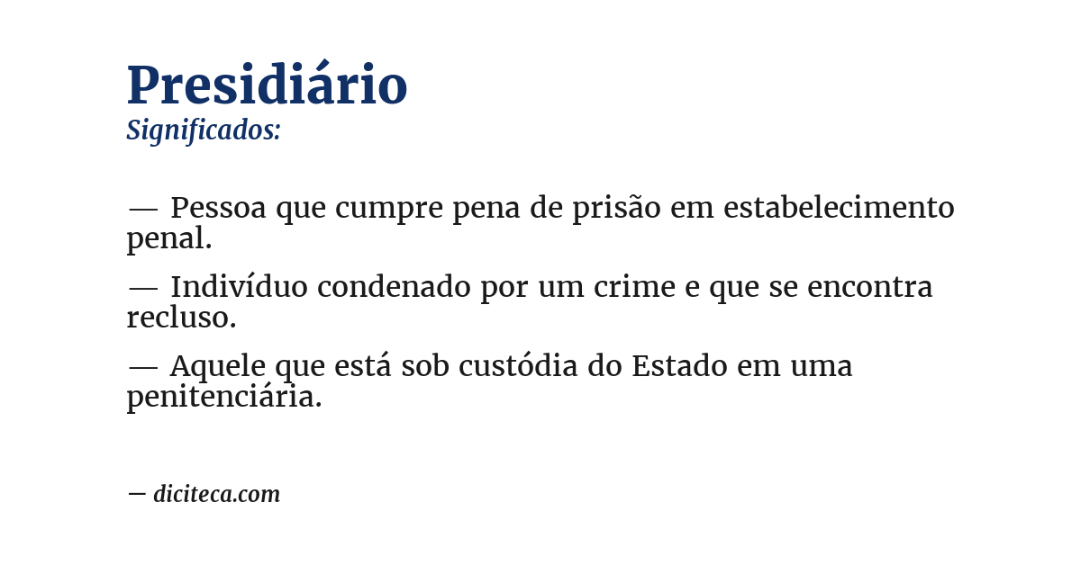 Significado de presidiário
