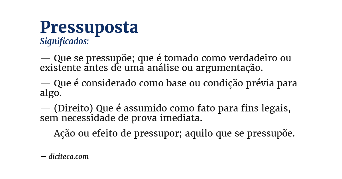 Significado de pressuposta
