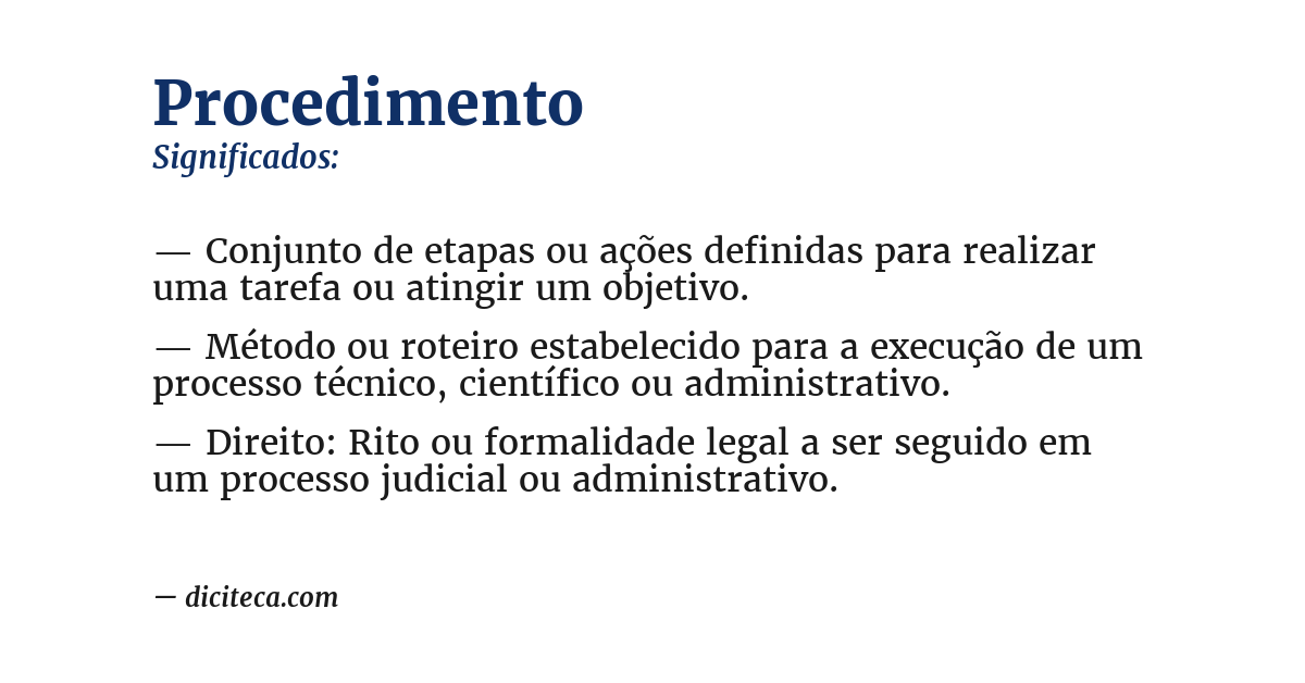 Significado de procedimento