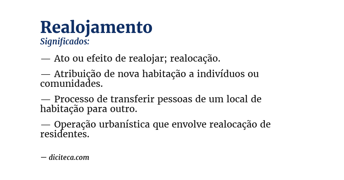 Significado de realojamento