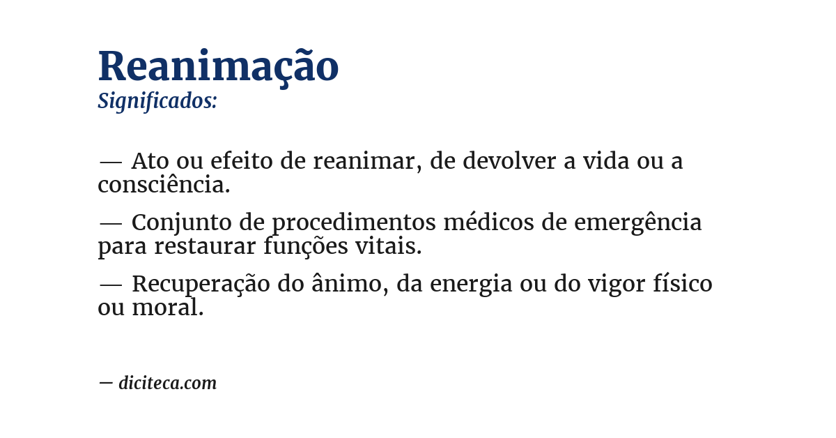 Significado de reanimação