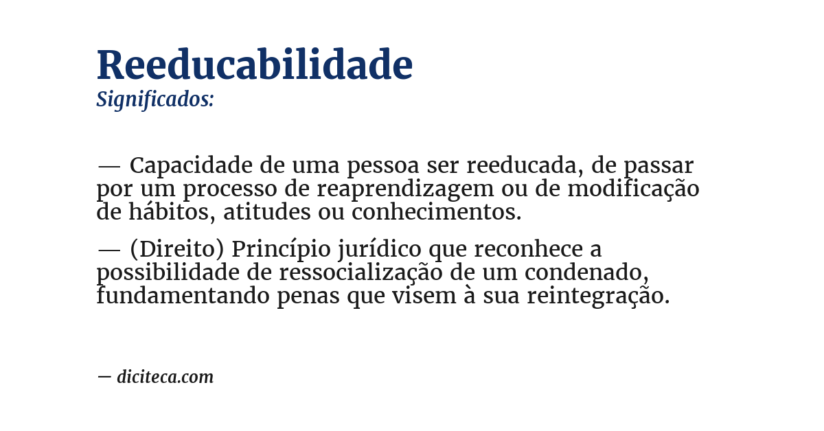 Significado de reeducabilidade