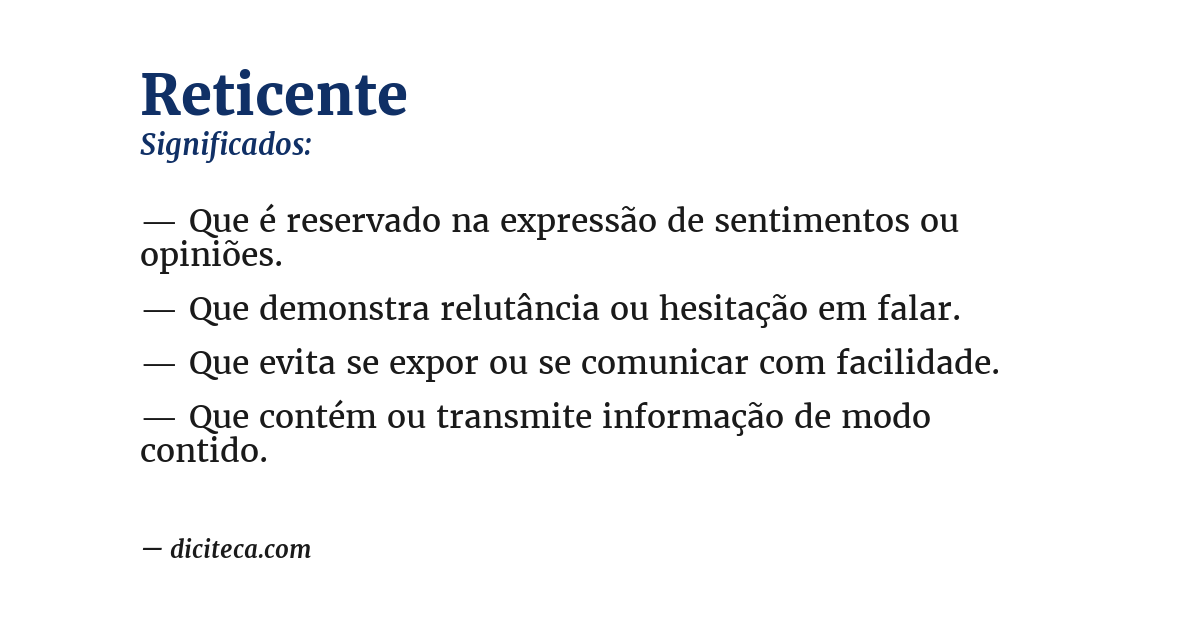 Significado de reticente