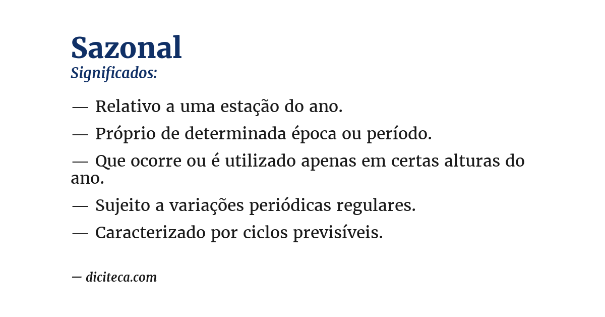 Significado de sazonal