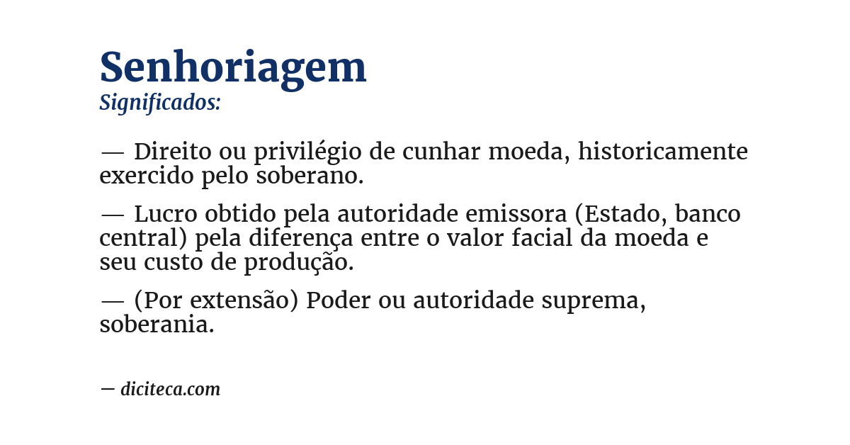 Significado de senhoriagem