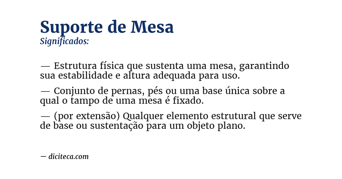 Significado de suporte de mesa