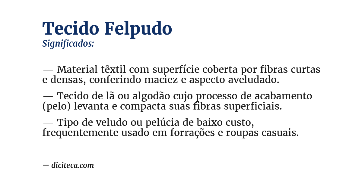 Significado de tecido felpudo