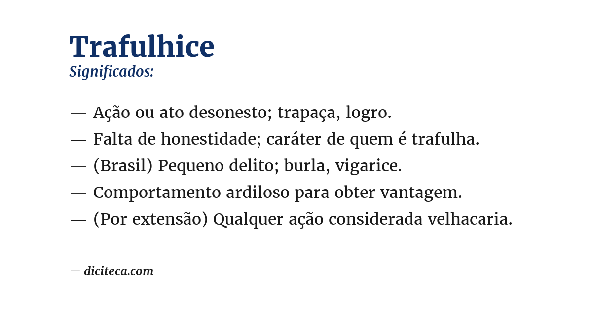 Significado de trafulhice