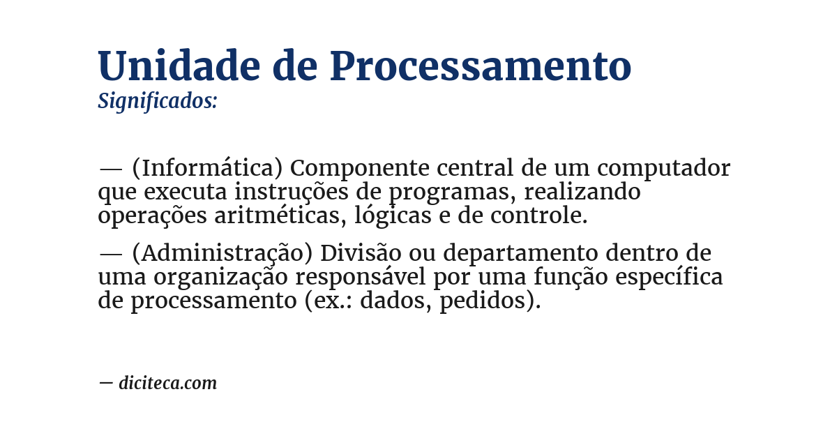 Significado de unidade de processamento