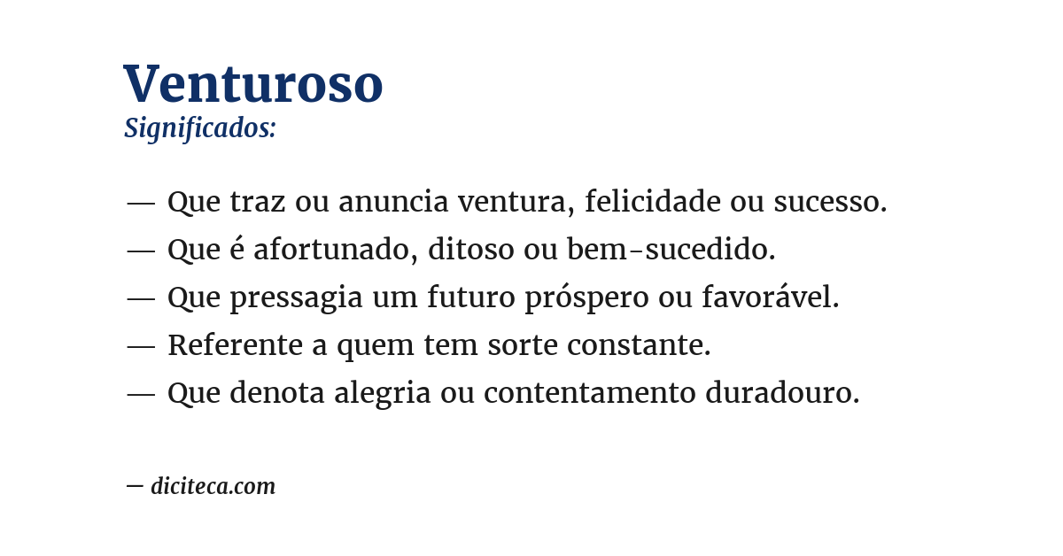 Significado de venturoso