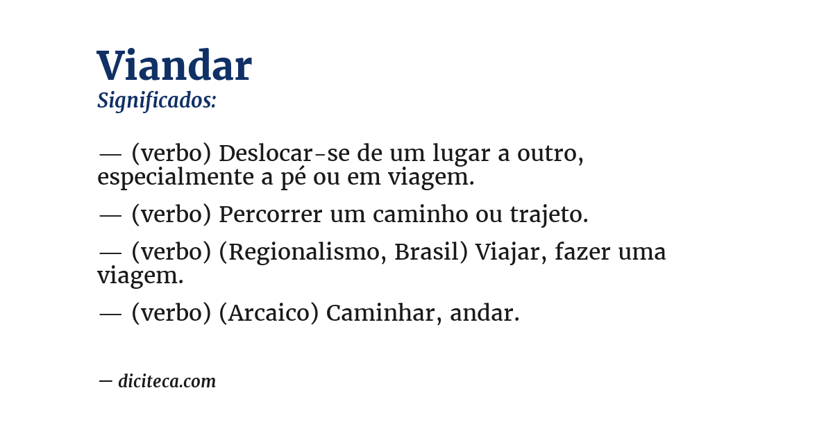 Significado de viandar
