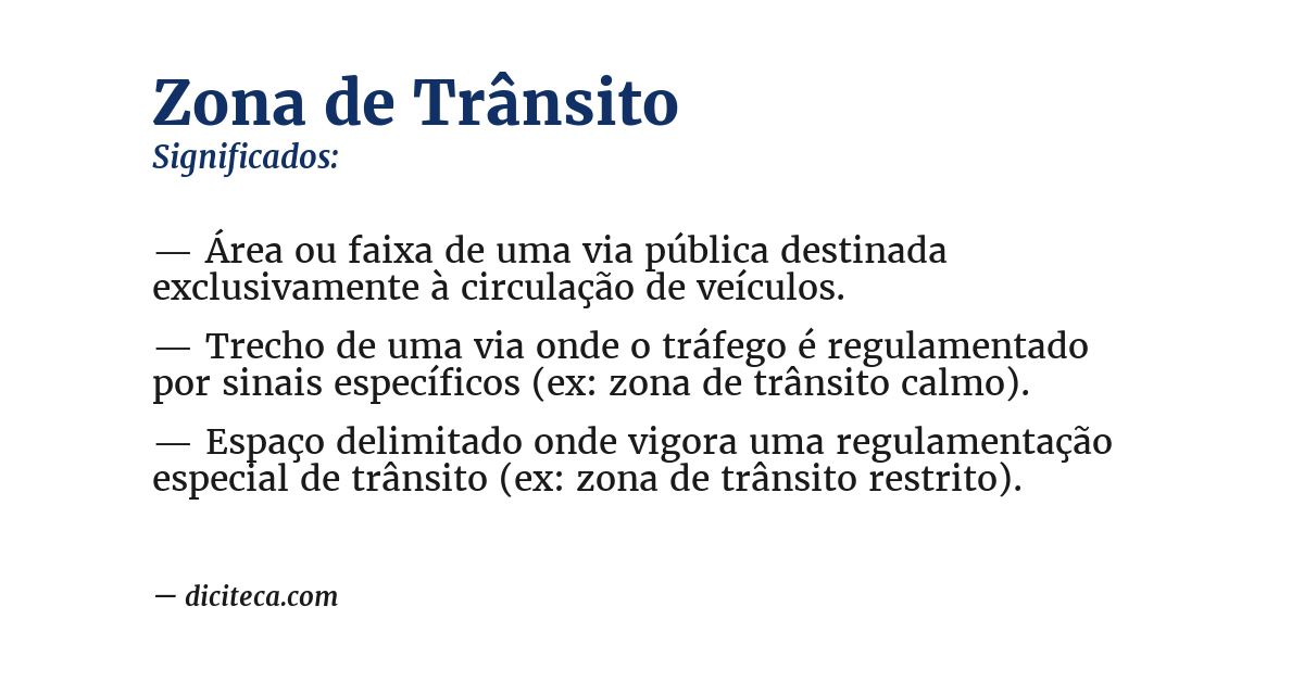 Significado de zona de trânsito