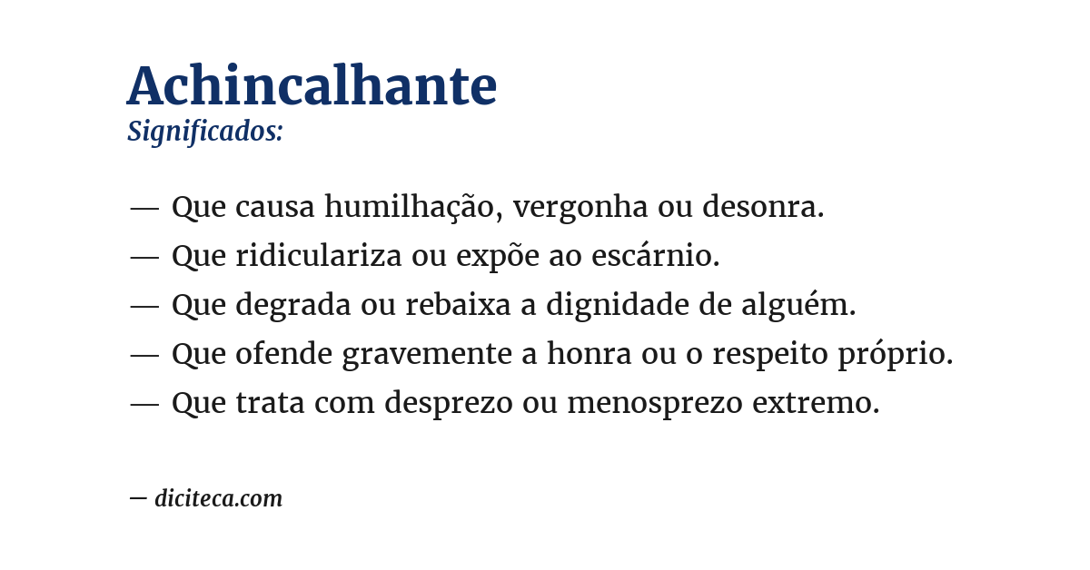 Significado de achincalhante