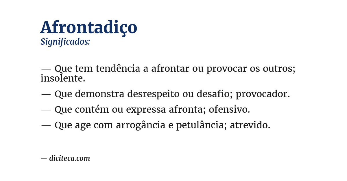 Significado de afrontadiço