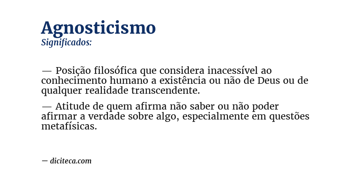 Significado de agnosticismo