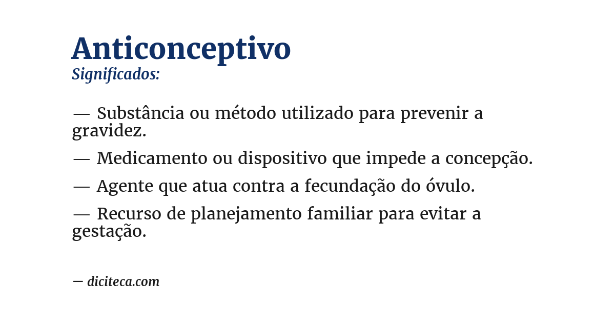 Significado de anticonceptivo