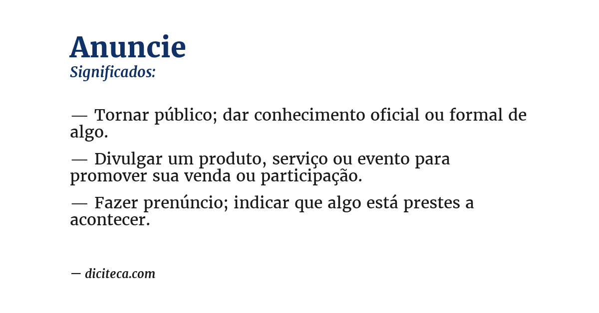 Significado de anuncie