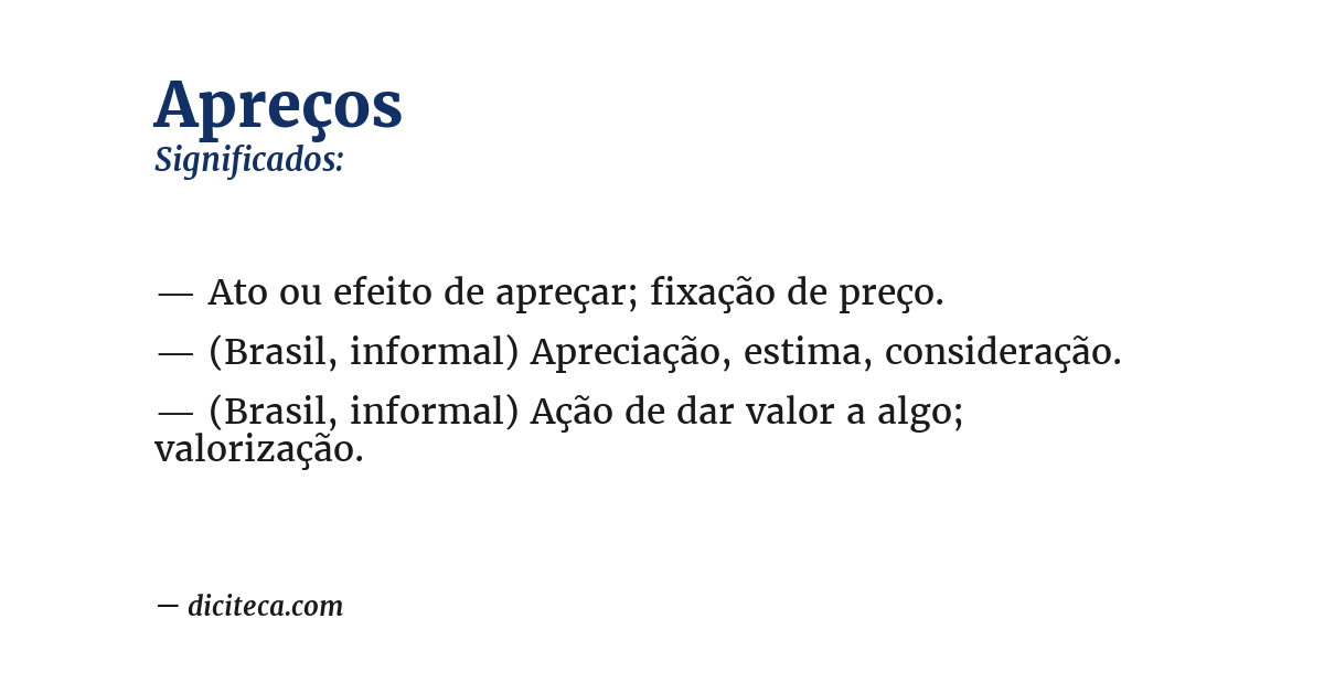 Significado de apreços