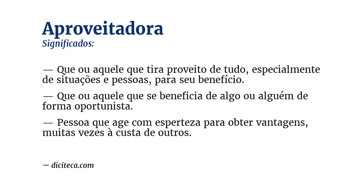 Significado de aproveitadora
