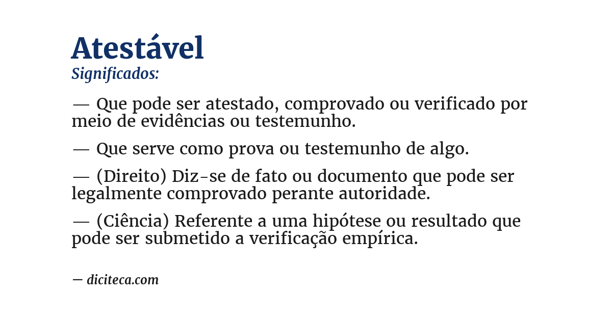 Significado de atestável