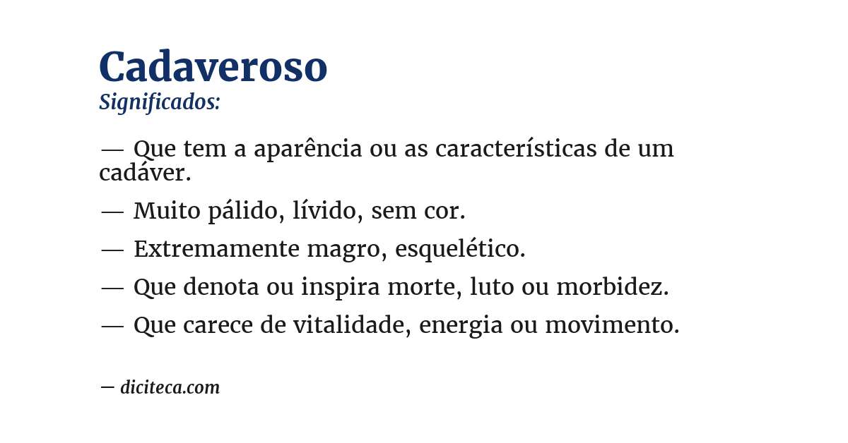 Significado de cadaveroso