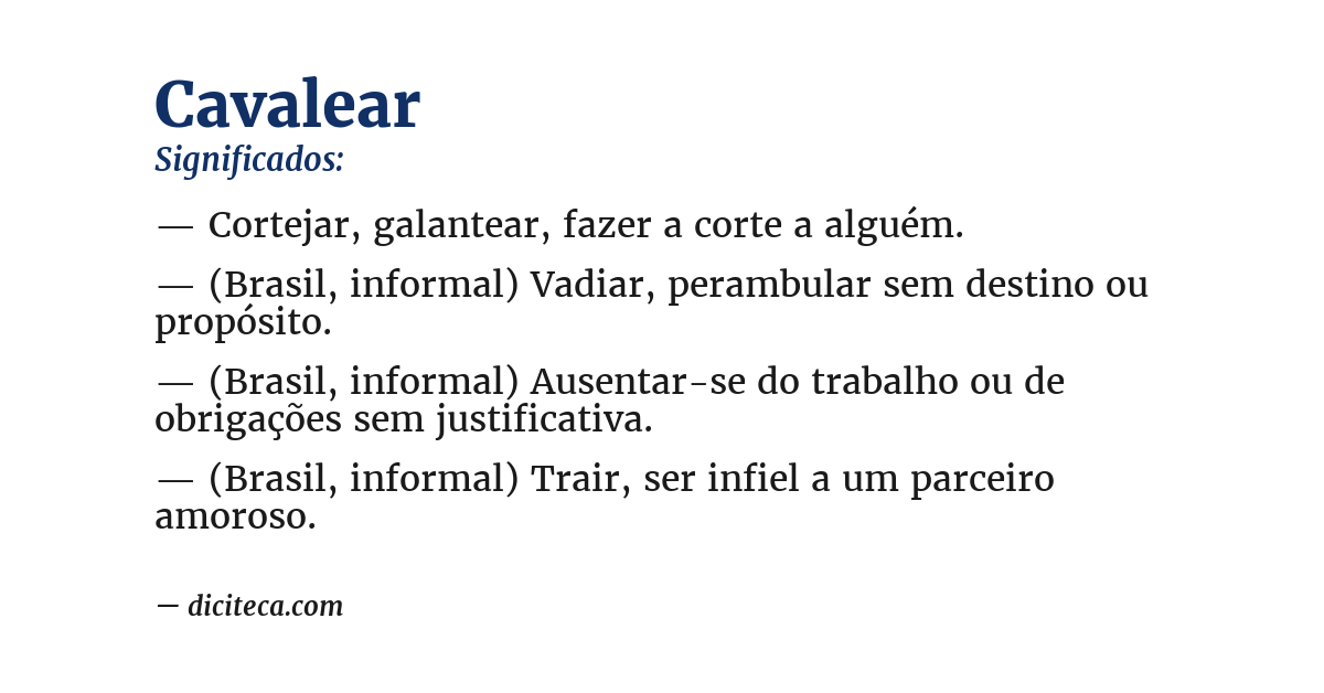 Significado de cavalear