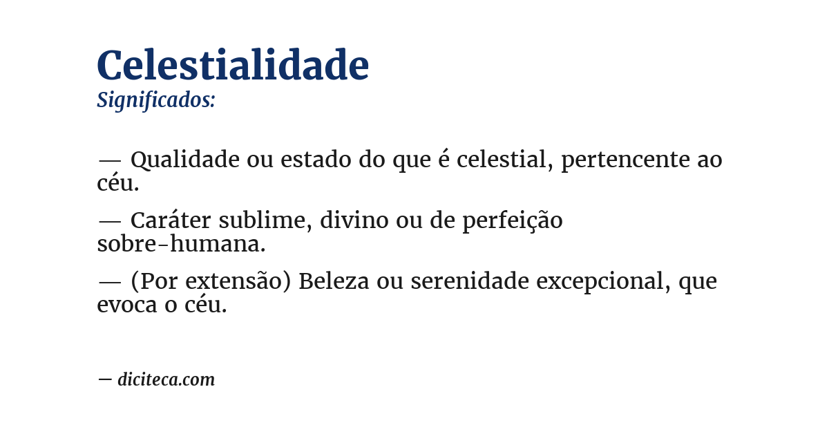 Significado de celestialidade