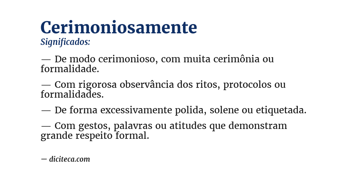 Significado de cerimoniosamente