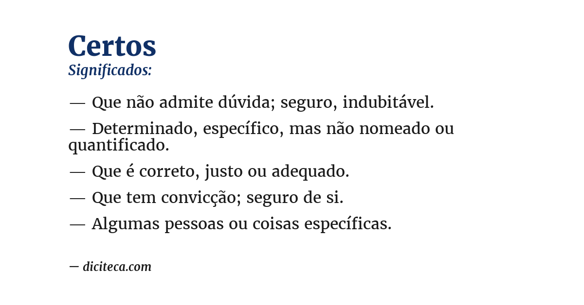 Significado de certos