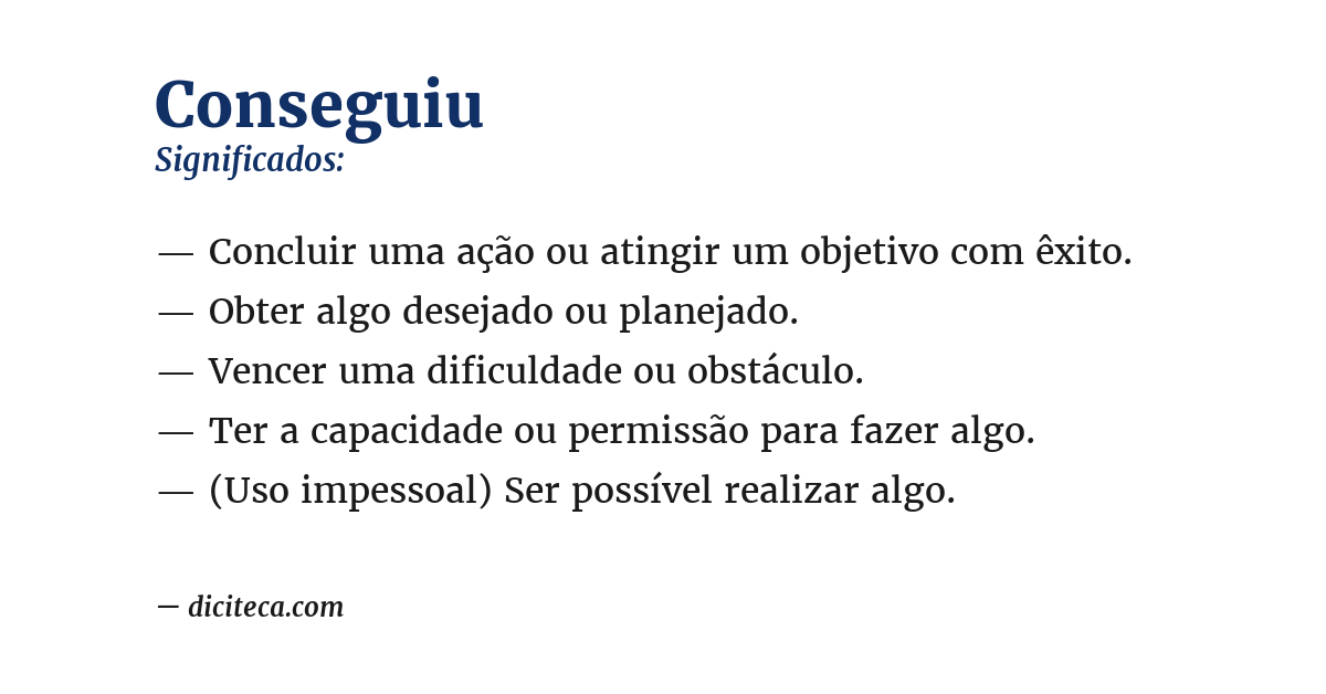 Significado de conseguiu