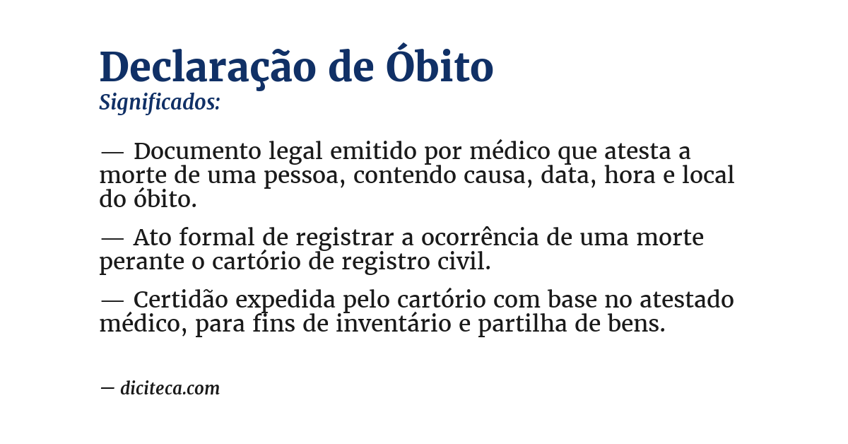 Significado de declaração de óbito