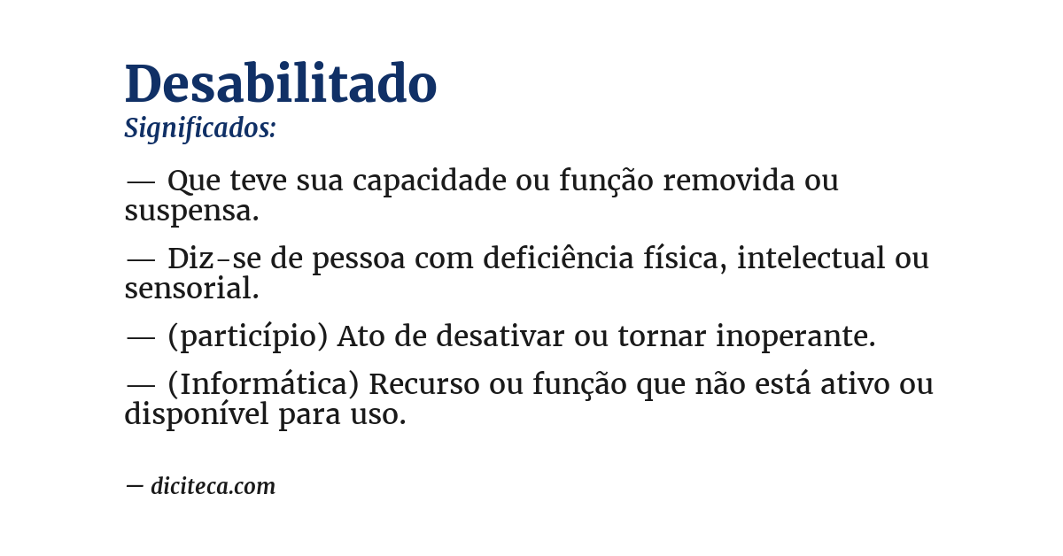 Significado de desabilitado