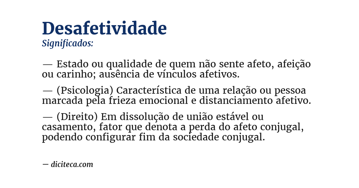 Significado de desafetividade