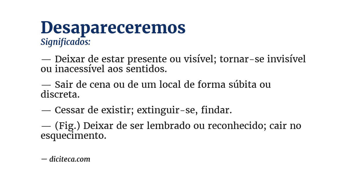 Significado de desapareceremos