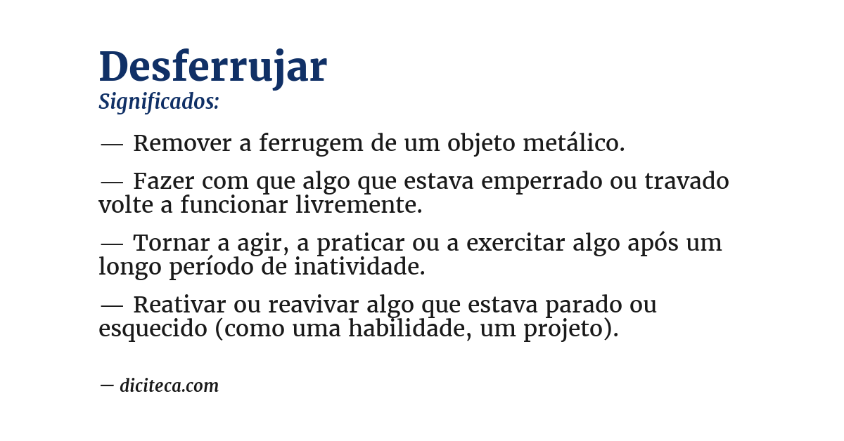 Significado de desferrujar