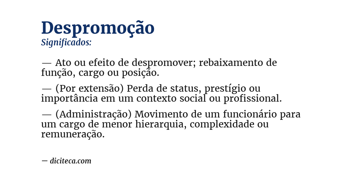 Significado de despromoção