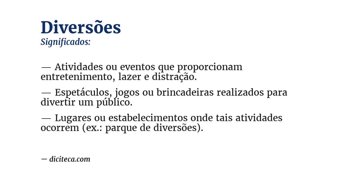 Significado de diversões
