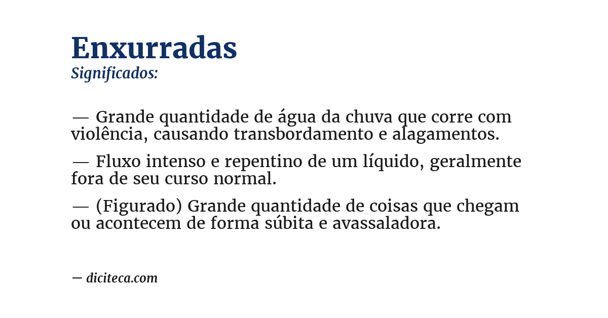 Significado de enxurradas
