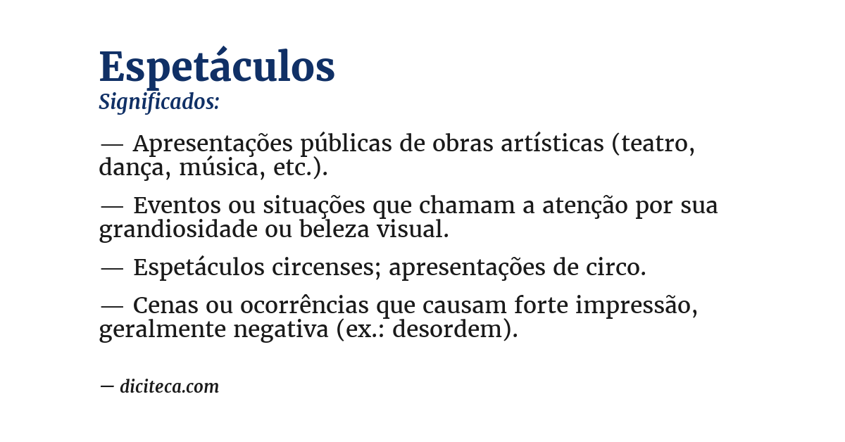 Significado de espetáculos
