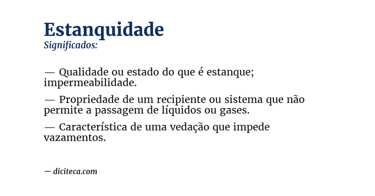 Significado de estanquidade