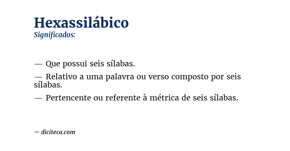 Significado de hexassilábico