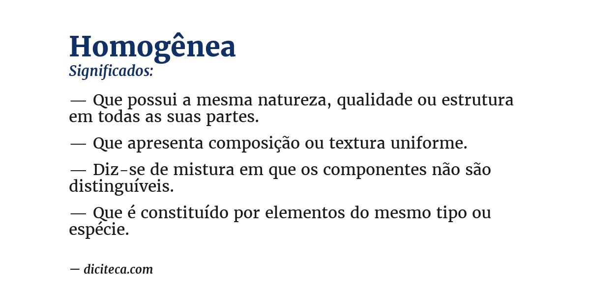 Significado de homogênea